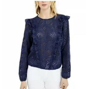 INC Ruffled Eyelet Blouse NWT